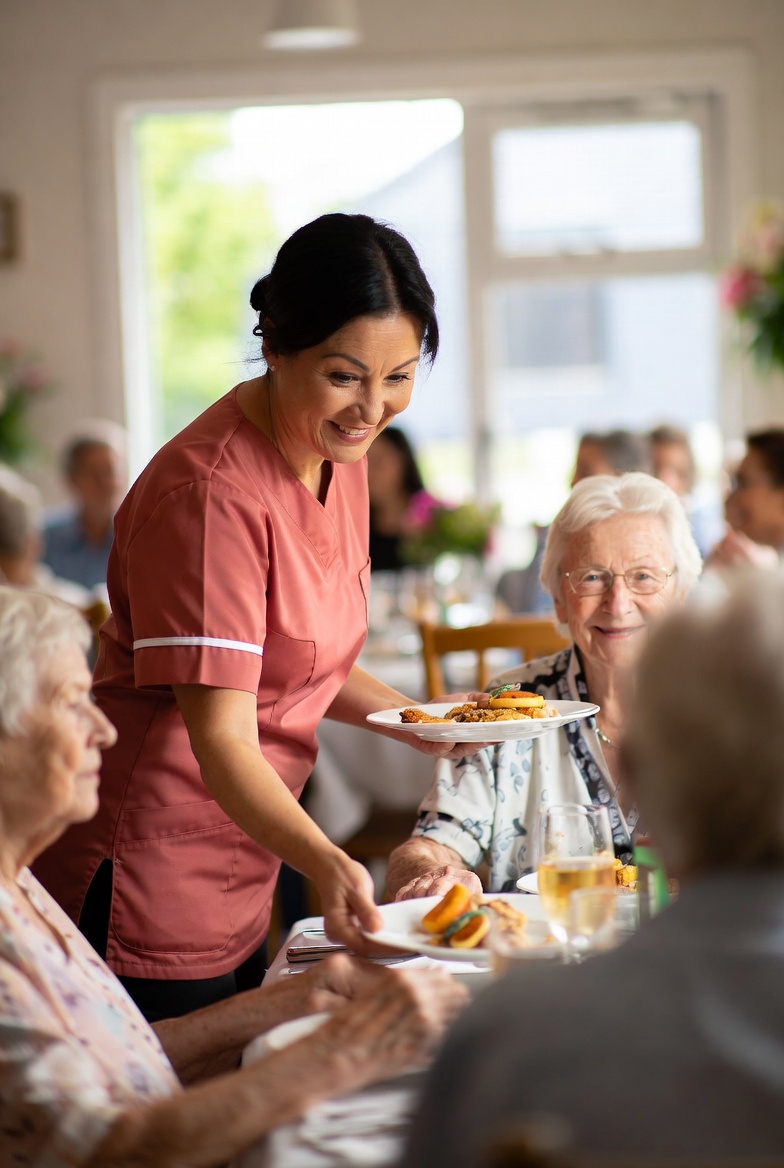 Hospitality worker smiling